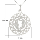 14k White Gold Zodiac Sign Pisces Pendant Necklace 18" - Pisces,White