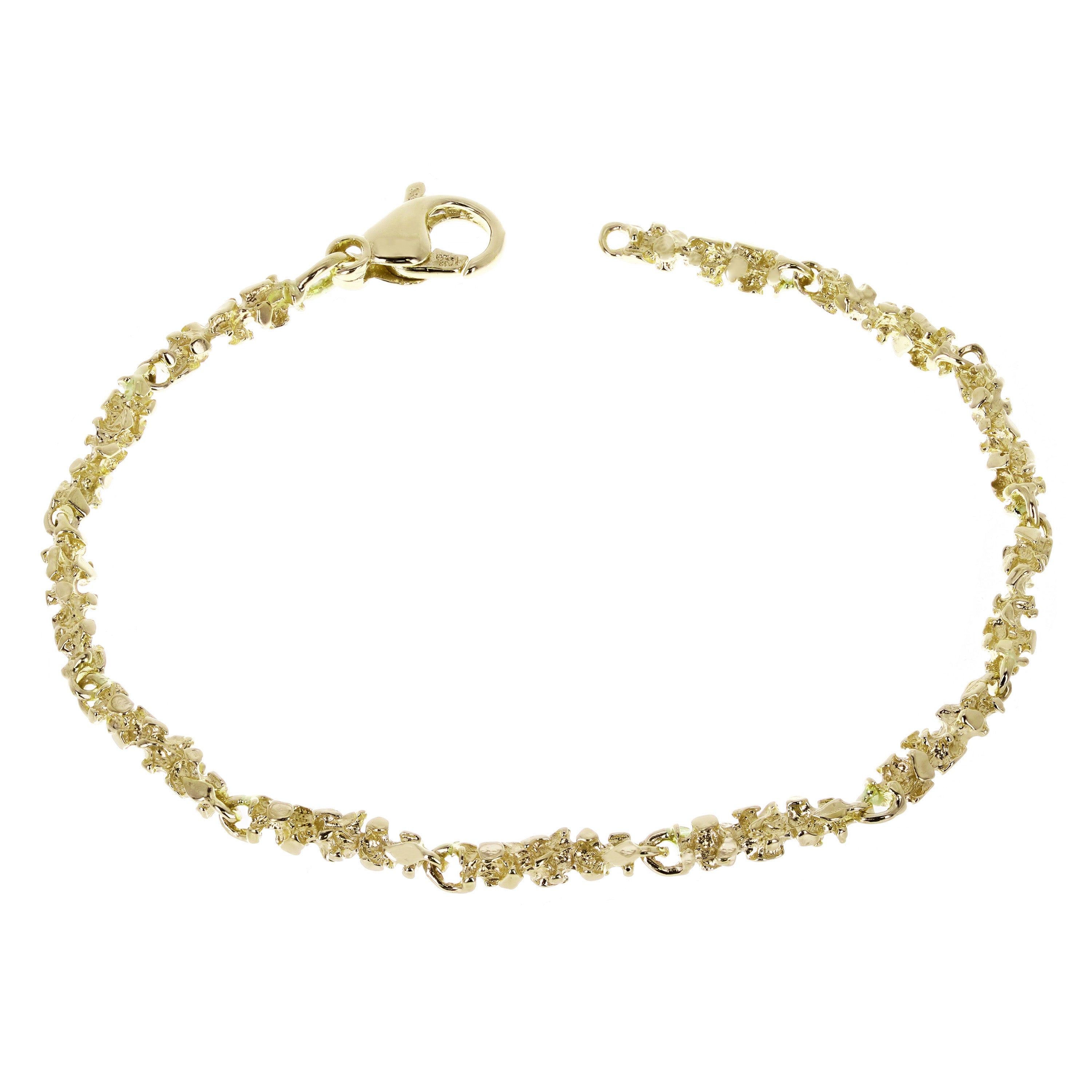 14k Yellow Gold Handmade Nugget Bracelet 7" 4mm 9.5 grams - Yellow,7"