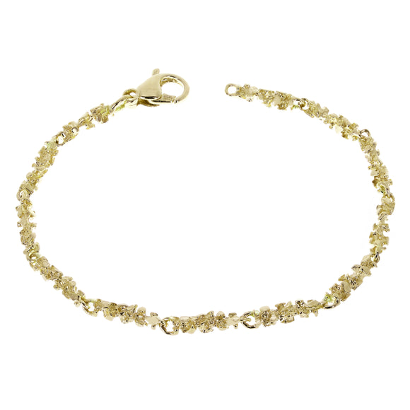 14k Yellow Gold Handmade Nugget Link Bracelet 7.5