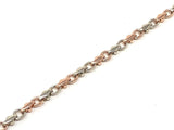 14k Rose & White Gold Handmade Fashion Link Bracelet 7.25" 4mm 9.4 grams - 7.25"
