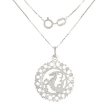 14k White Gold Zodiac Sign Capricorn Pendant Necklace 18" - Capricorn,White
