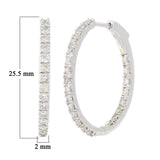 14k White Gold 1ctw Diamond Inside Out Oblong Oval Hoop Earrings