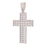 14k White Gold 1.15ctw Diamond Cross Pendant 1.8" 8.5 grams
