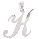 14k White Gold Initial Letter K Alphabet Charm Pendant - Letter K,White