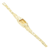 Women's 14k Yellow Gold Solid Nugget Link Bracelet Geneve Diamond Wrist Watch 8"