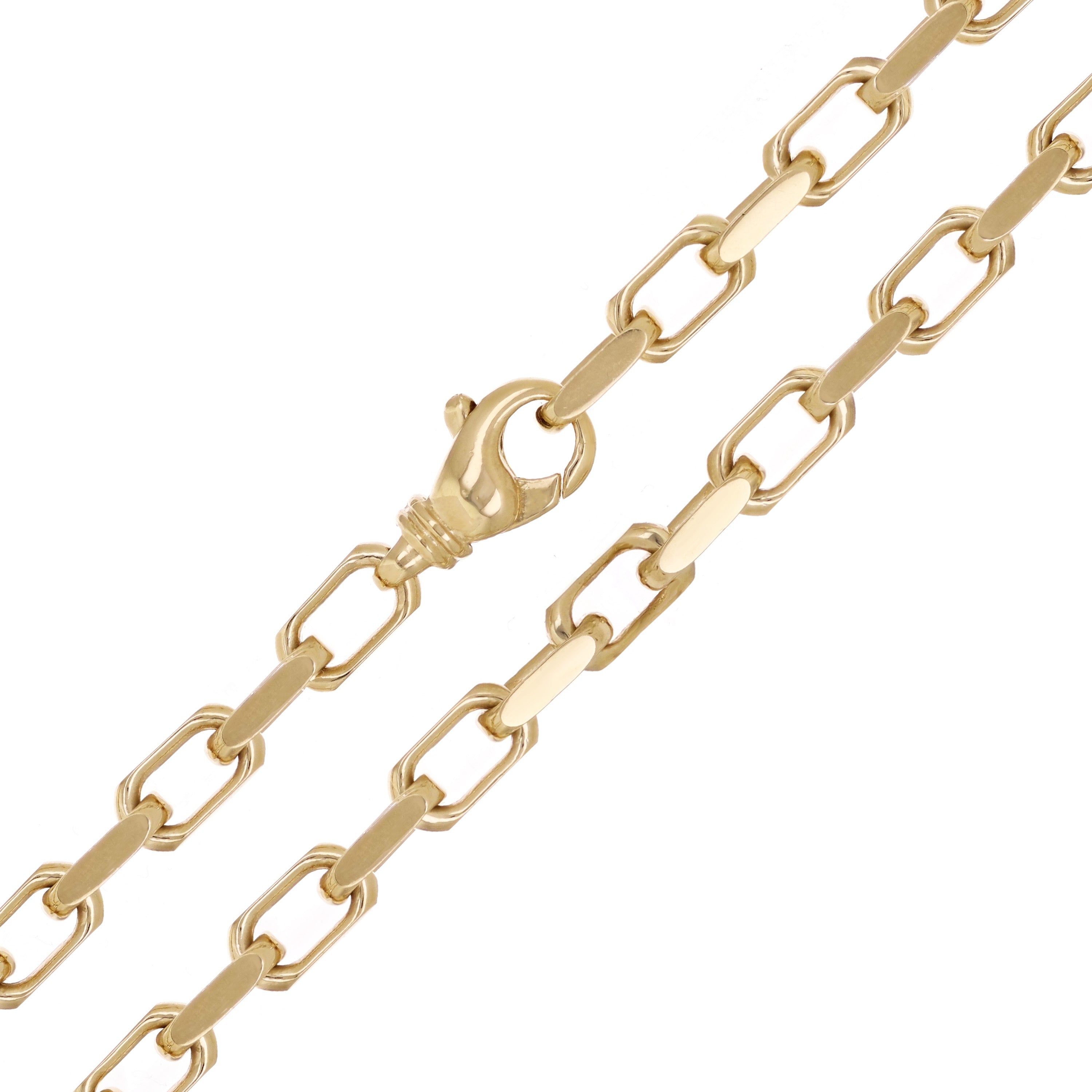 10k Yellow Gold Solid Handmade Rectangle Link Chain Necklace 20" 5.5mm 45 grams - 20" 45 grams