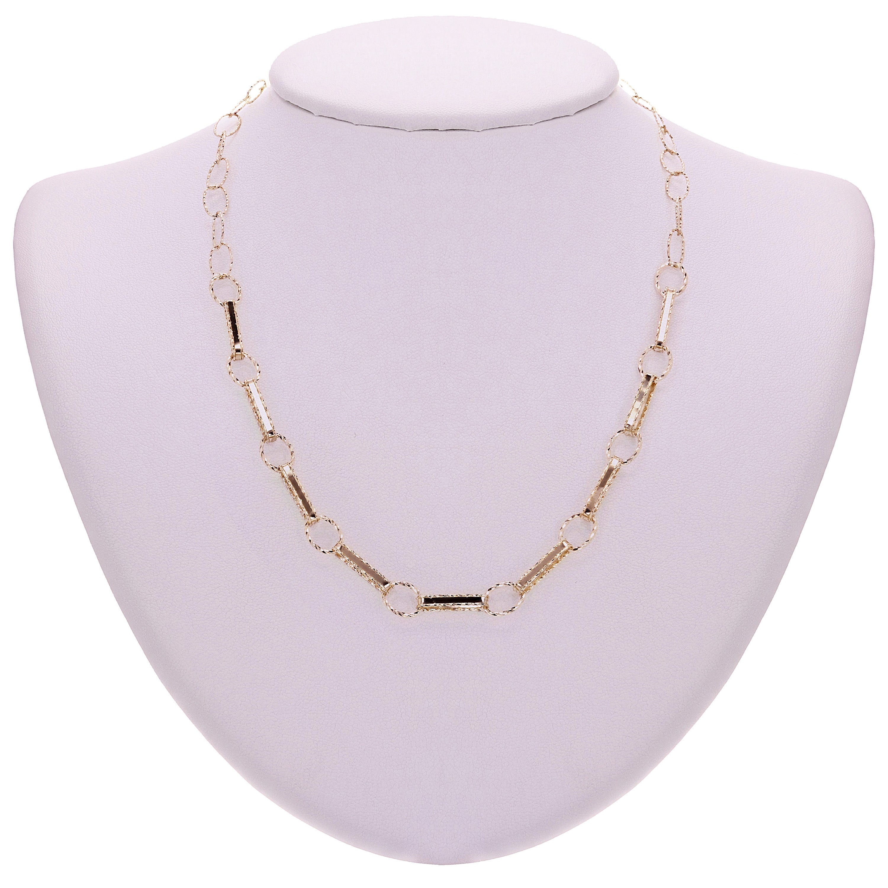 Italian 14k Yellow Gold Paper Link Chain Necklace Bracelet & Earrings Set 15.1 g