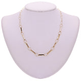 Italian 14k Yellow Gold Paper Link Chain Necklace Bracelet & Earrings Set 15.1 g