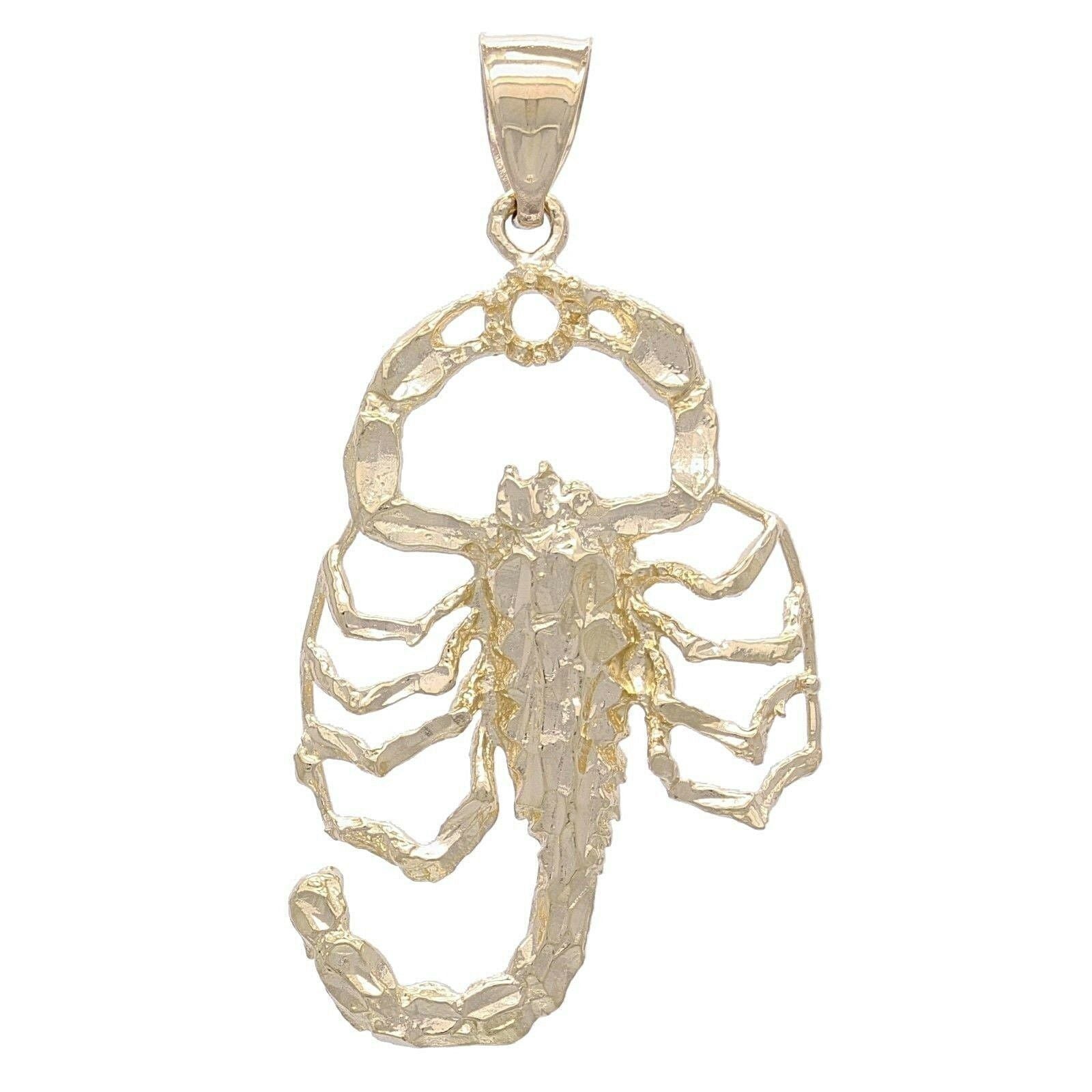 10k Yellow Gold Diamond Cut Scorpion Insect Charm Pendant 1.9" 5 grams