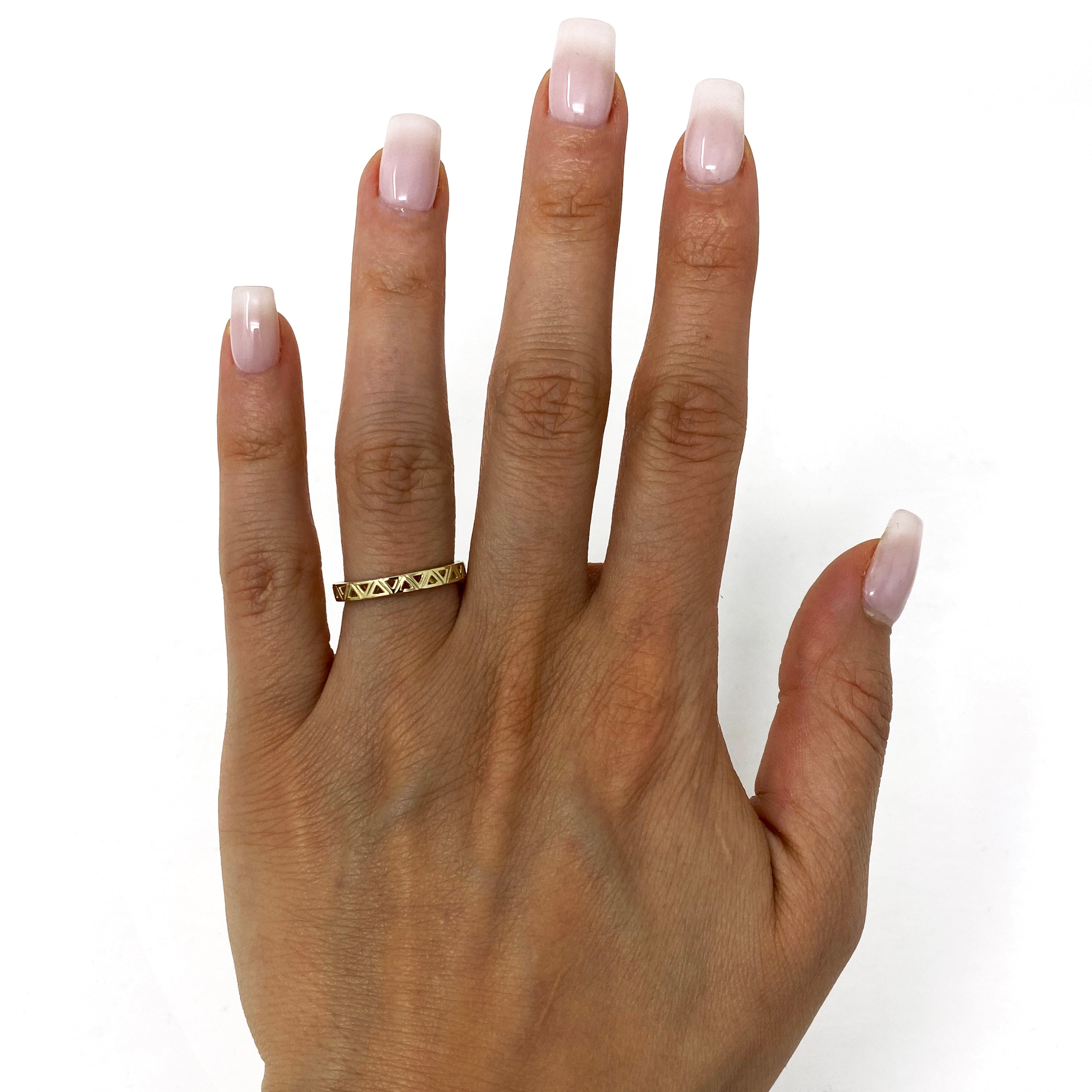 14k Yellow Gold Rotating Triangle Cutout Stackable Ring 2.7 grams Size 6.5 - Yellow