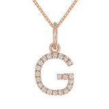 14k Rose Gold Diamond Initial Letter G Charm Pendant Necklace 18" - Letter G,Rose