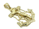 14k Yellow Gold Solid Big Anchor Mariner Cross Jesus Crucifix Pendant 2.9" 34.1g