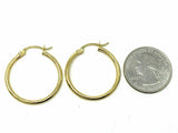 14k Yellow Gold Hollow Round Hoop Loop Earrings 1.15" 2mm 2 grams