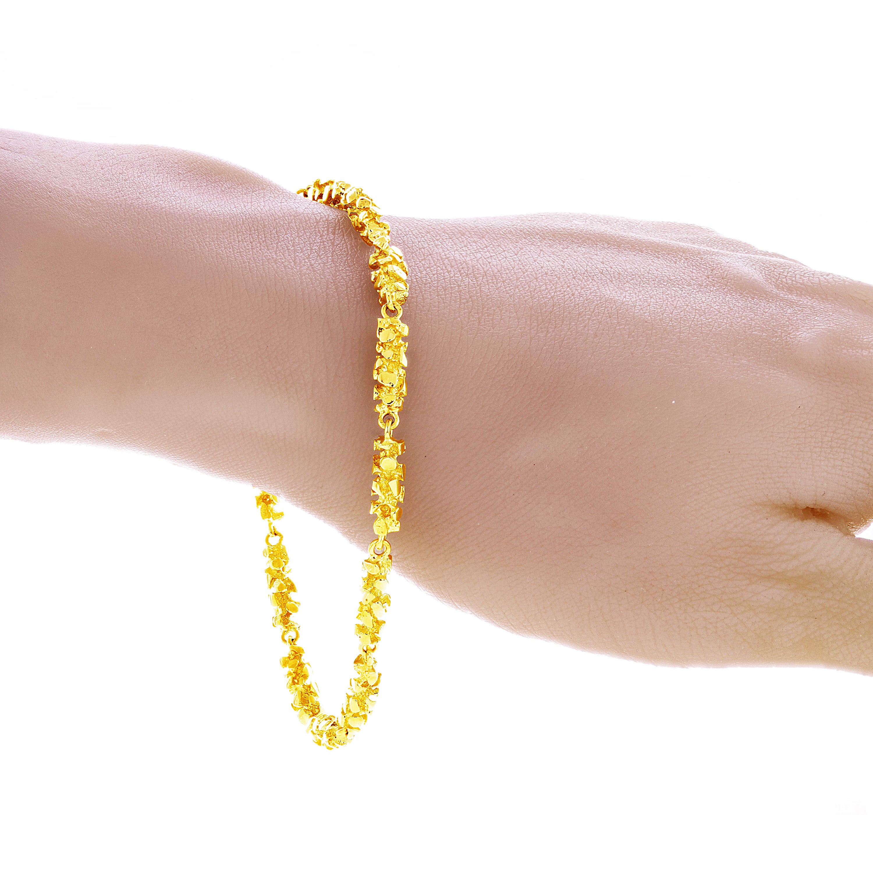 10k Yellow Gold Solid Handmade Nugget Link Bracelet 7" 5mm 11.6 grams - 7" 11.6 grams