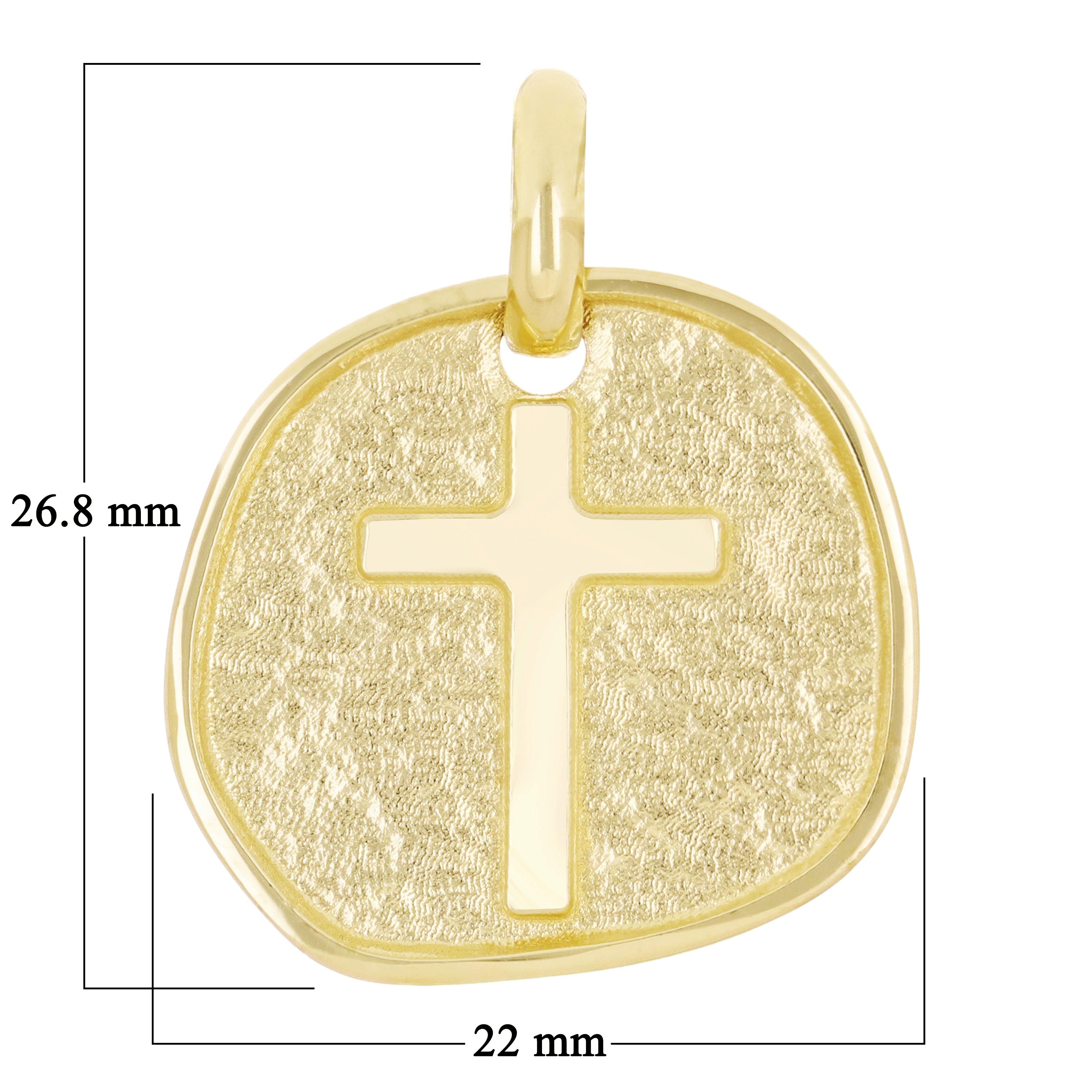 14k Yellow Gold Medallion Cross Religious Charm Pendant  4.7 grams