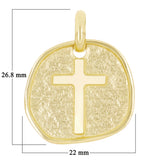 14k Yellow Gold Medallion Cross Religious Charm Pendant  4.7 grams