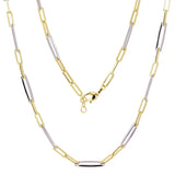 Italian 14k Two-Tone Gold Paper Clip Link Chain Necklace 17.75" 4.8mm 10.2 grams