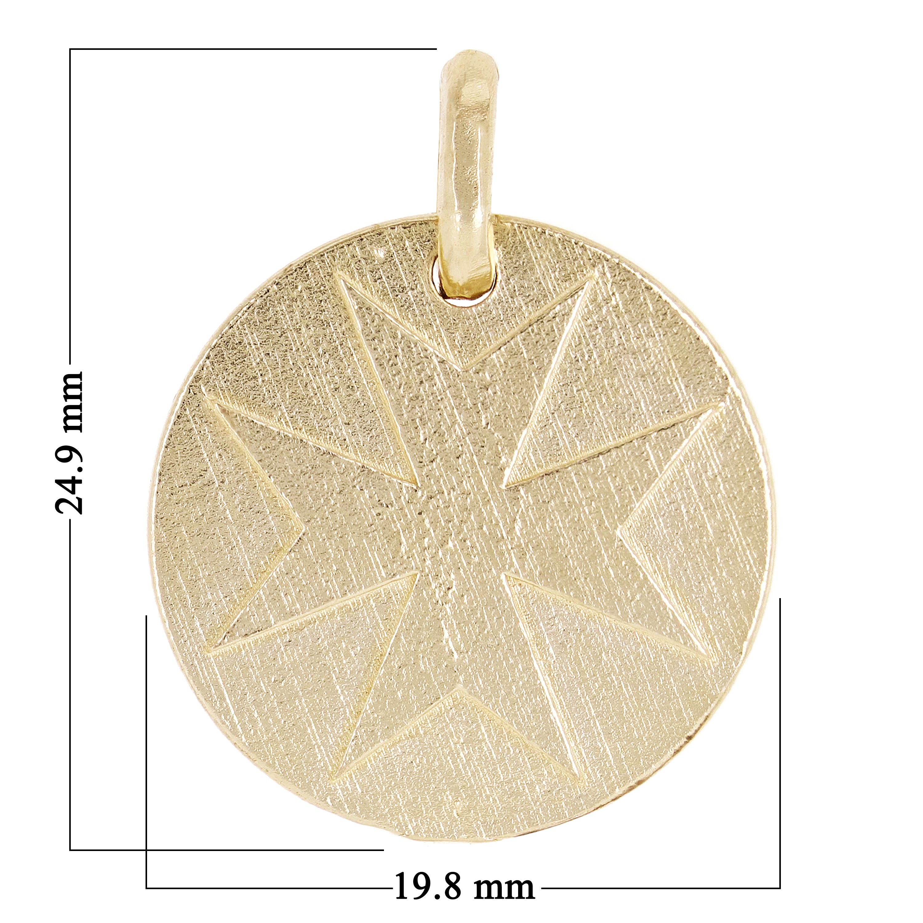 14k Yellow Gold Maltese Cross Religious Charm Pendant 1" 6.6 grams