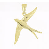 14k Yellow Gold Solid Flying Dove Bird Charm Pendant 2.4 grams