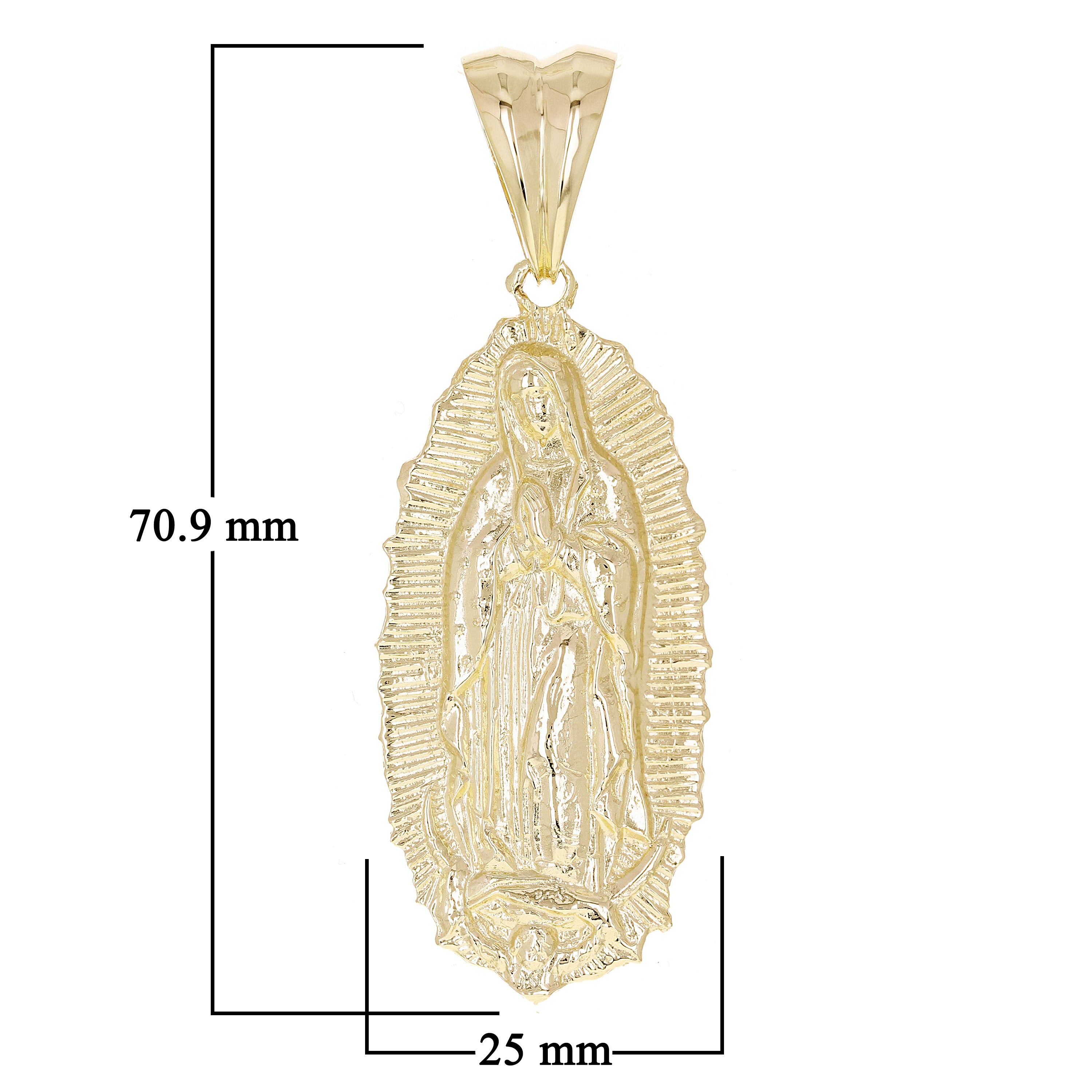 10k Yellow Gold Virgin Mary Lady of Guadalupe Religious Charm Pendant 16 grams - Yellow