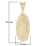 10k Yellow Gold Virgin Mary Lady of Guadalupe Religious Charm Pendant 16 grams - Yellow