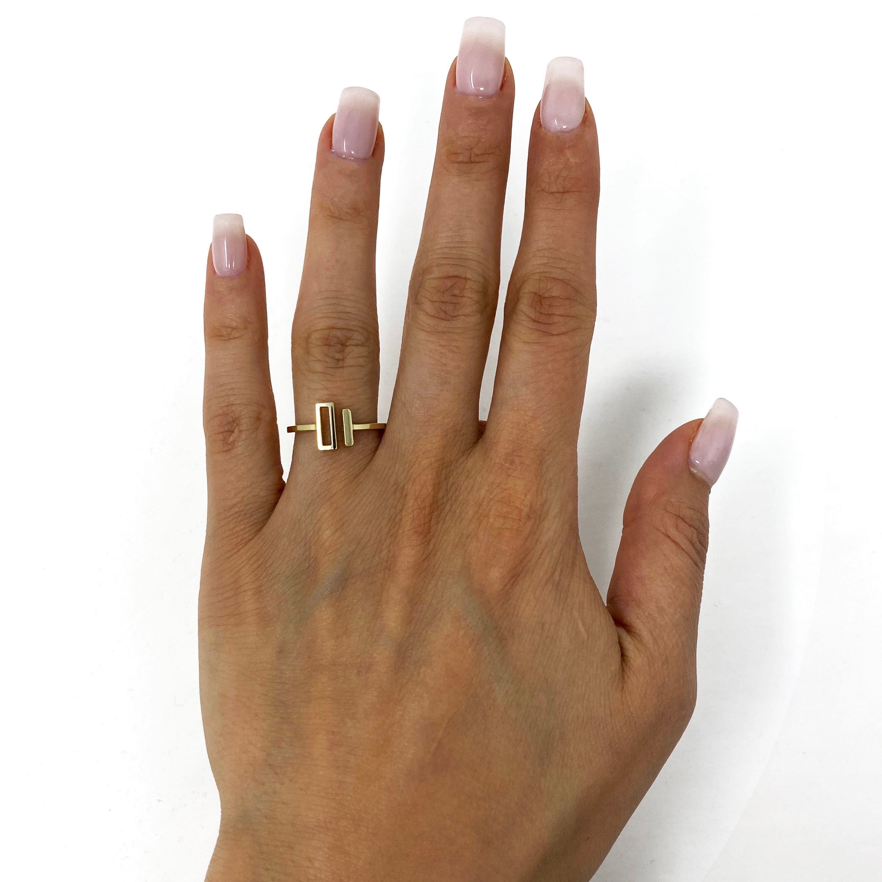 14k Yellow Gold Double Open Bar Ring 2.1 grams Size 6.5 - Yellow
