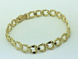 10k Yellow Gold Horse Shoe Nugget Bracelet 7.5" 8mm 10.9 grams