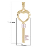 Italian 14k Yellow & White Gold Key Charm Pendant 1.3" 1 grams