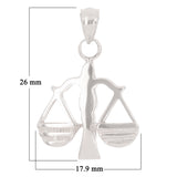 14k White Gold Scales of Justice Libra Zodiac Sign Charm Pendant 1" 3.7 grams - White