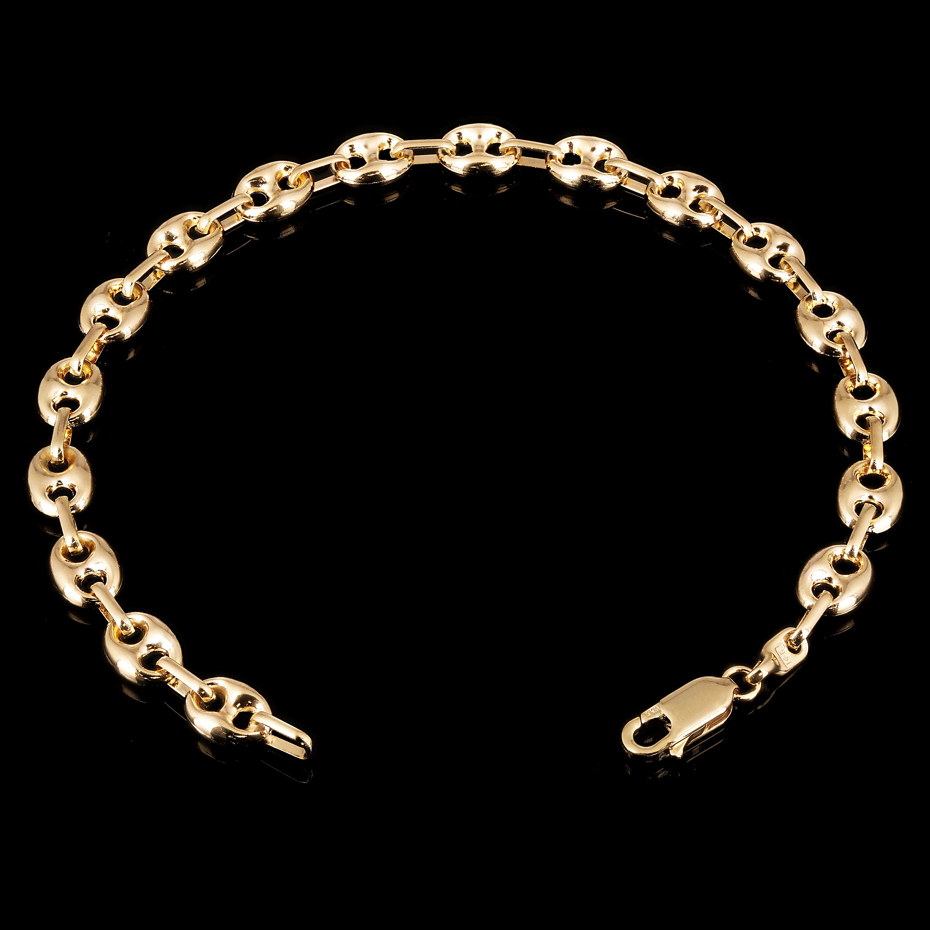 Italian 14k Yellow Gold Fancy 3D Hollow Puff Gucci Link Bracelet 8" 6.3mm 6.3g - 8" 6.3mm