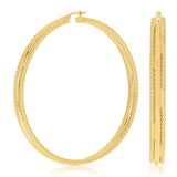 Italian 14k Yellow Gold Hollow Double Rope Hoop Loop Earrings 2.9" 7mm 12.2grams