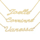 14k Yellow Gold Personalized Script Name Plate Pendant Necklace Adj.16-20" Chain