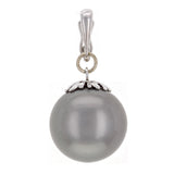 14k White Gold 13.5mm Black Cultured Tahitian Pearl Drop Pendant