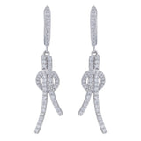 14k White Gold Natural Diamond Knotted Drop Dangle Earrings 0.75ct 3/4cttw