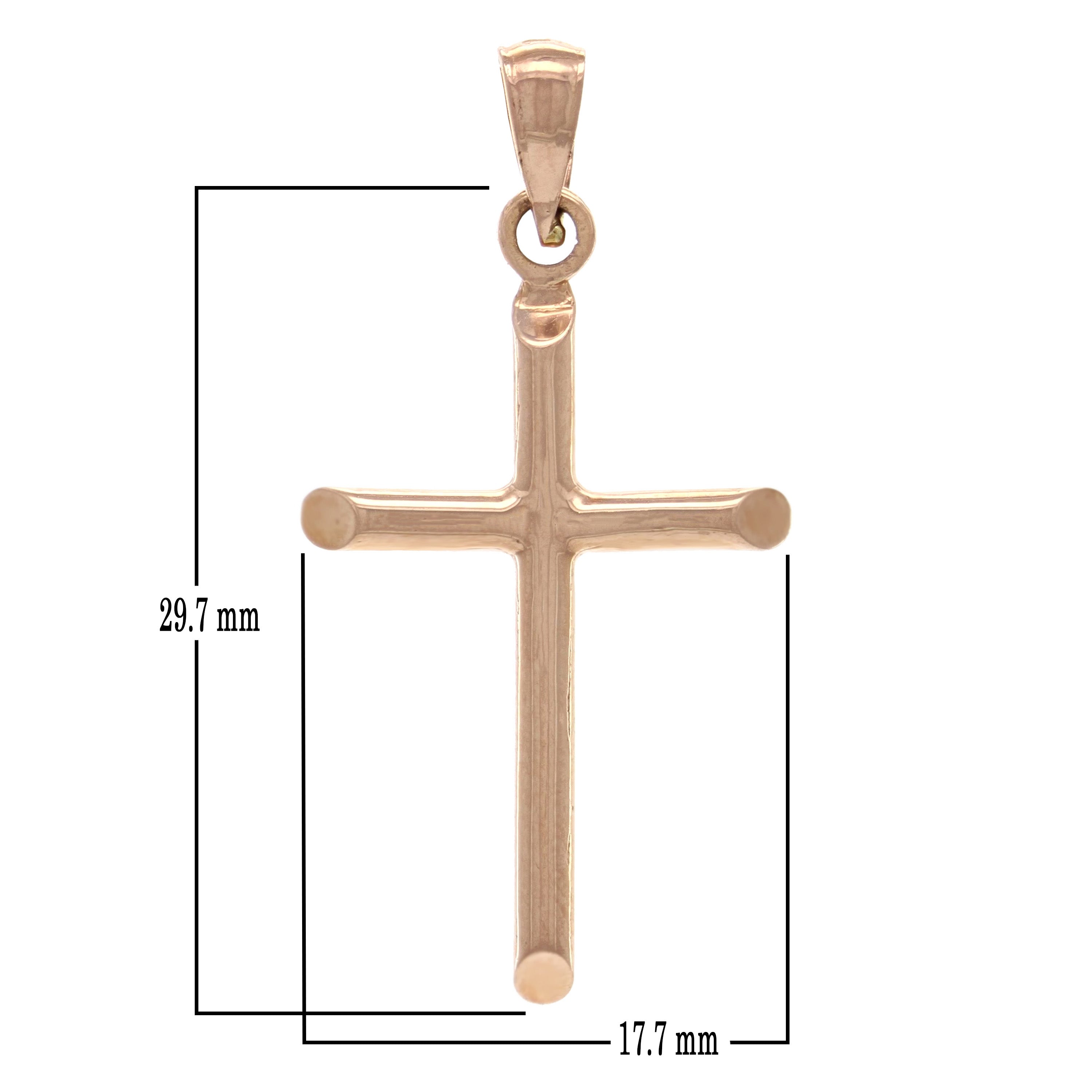 14k Rose Gold Plain Cross Religious Charm Pendant Small - Rose,Small
