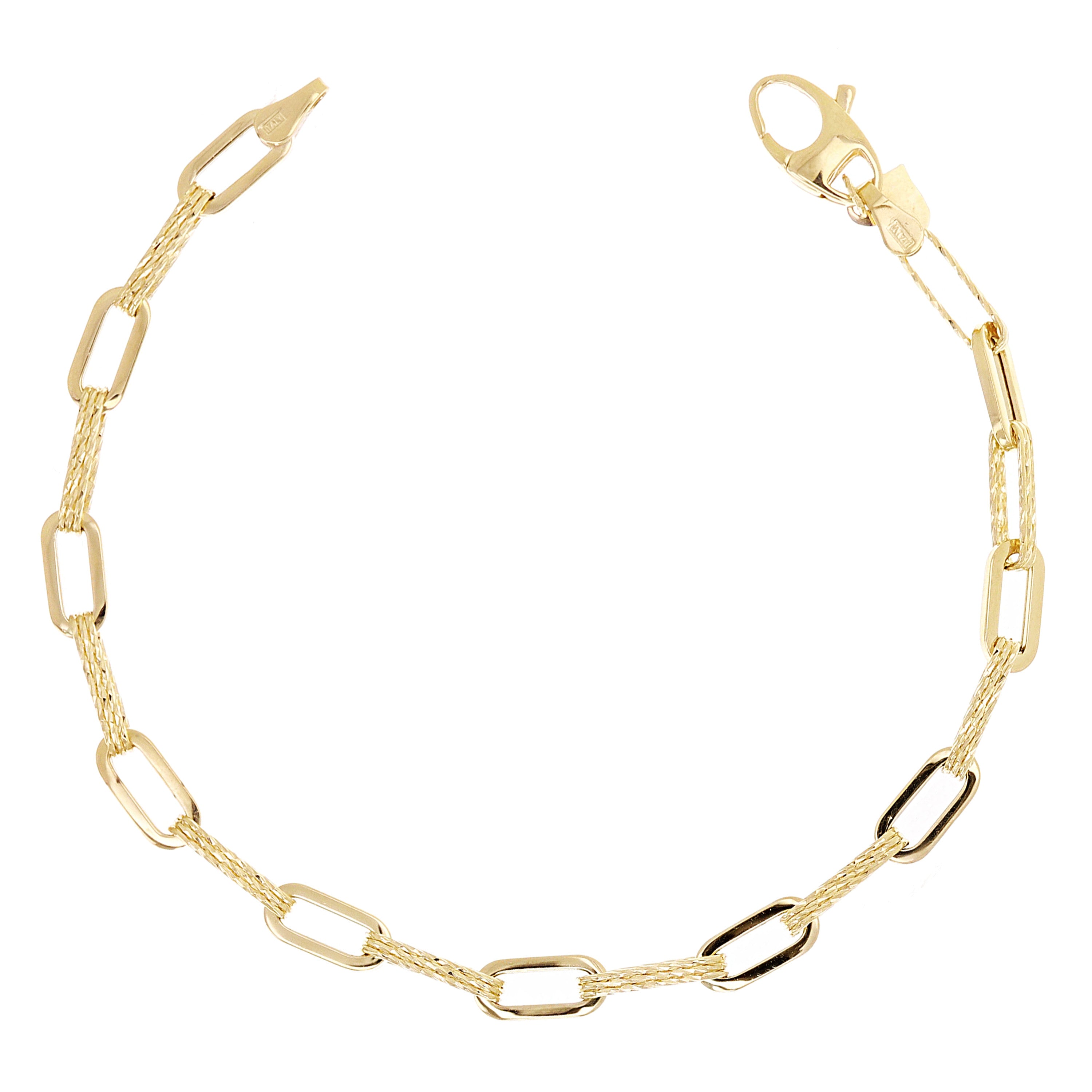 Italian 14k Yellow Gold Paper Clip Links Necklace, Bracelet & Earrings Set 10.5 grams
