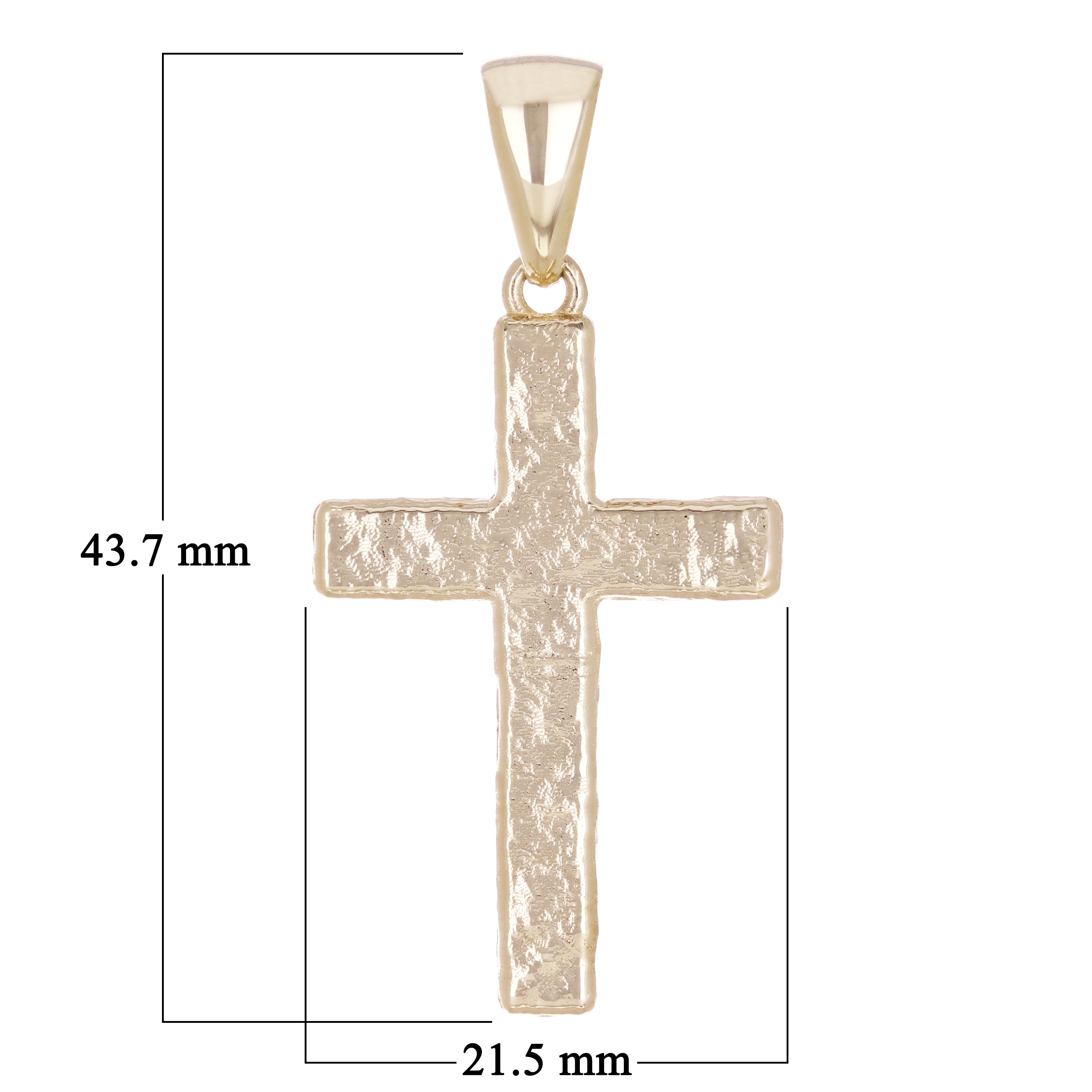 14k Yellow Gold Hammered Finish Cross Religious Charm Pendant 1.7" 7.2 grams