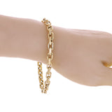 Italian 14k Yellow Gold Hollow Rectangle Link Chain Bracelet 8.5" 6 grams