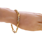 10k Two Tone Gold Solid Handmade Fashion Link Bracelet 7" 5mm 11.3 grams - 7" 11.3 grams