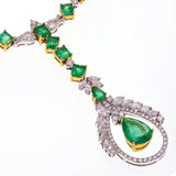 18k White & Yellow Gold 6.58ct Emerald & 6.74ct Yellow Diamond Necklace 17"