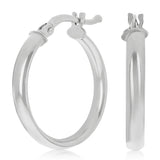 Italian 14k White Gold Hollow High Polished Round Hoop Earrings 20.6mmx2.8mm