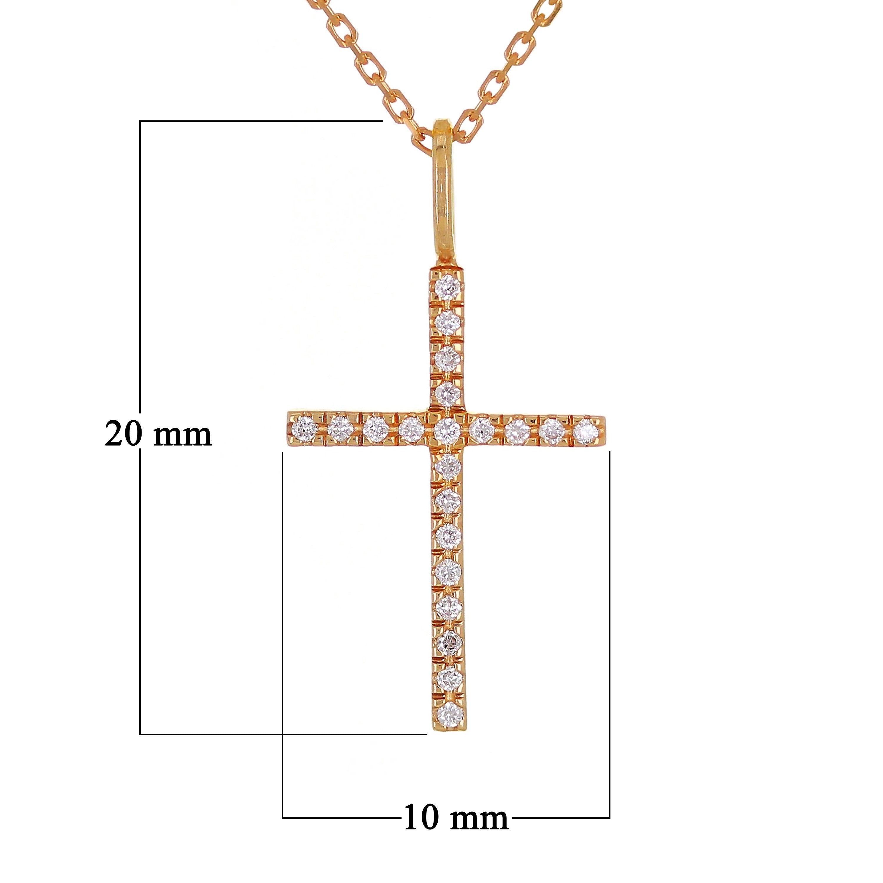 14k Rose Gold Diamond Cross Pendant - Rose