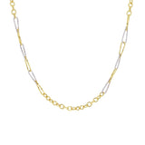 Italian 14k Two-Tone Gold Rolo & Twisted Paper Clip Link Necklace 18" 5.8 grams - Yellow and White,18" 5.8 grams