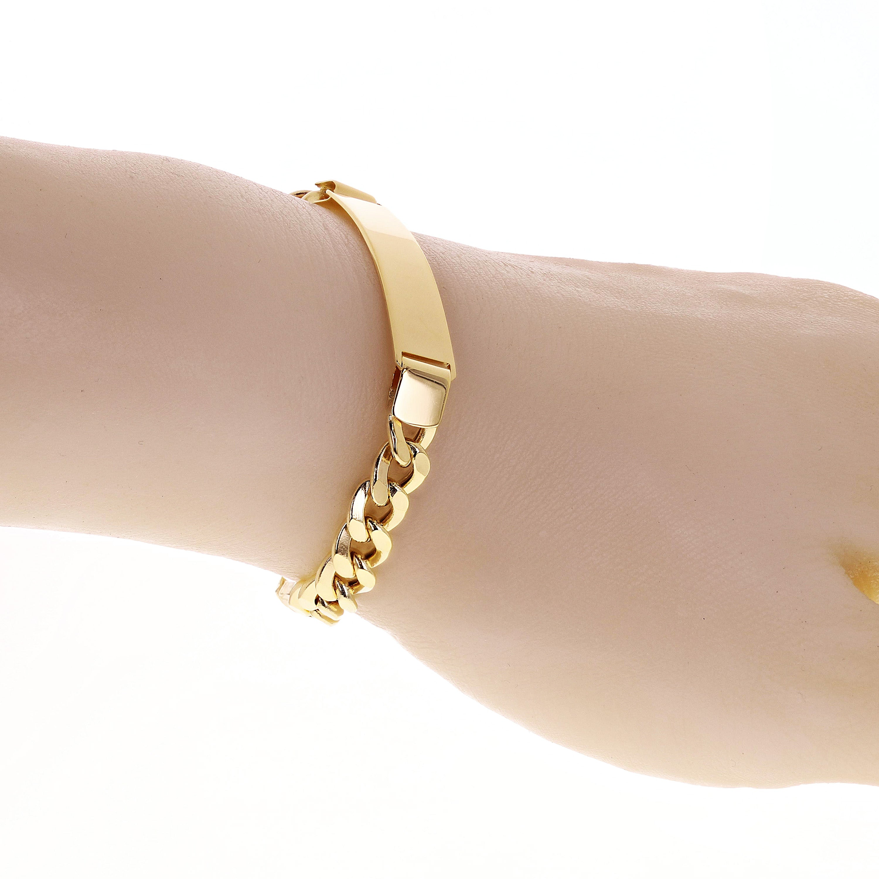 Italian 14k Yellow Gold Kid/Child Cuban ID Bracelet Engravable 6" 8mm 8.3 grams