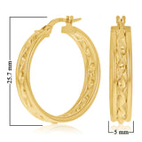 Italian 14k Yellow Gold Rope Creole Hoop Earrings 1" 5mm 2.7 grams