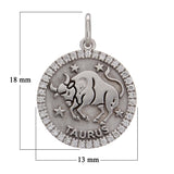 14k White Gold  Diamond Zodiac Sign Taurus Pendant - Taurus,White
