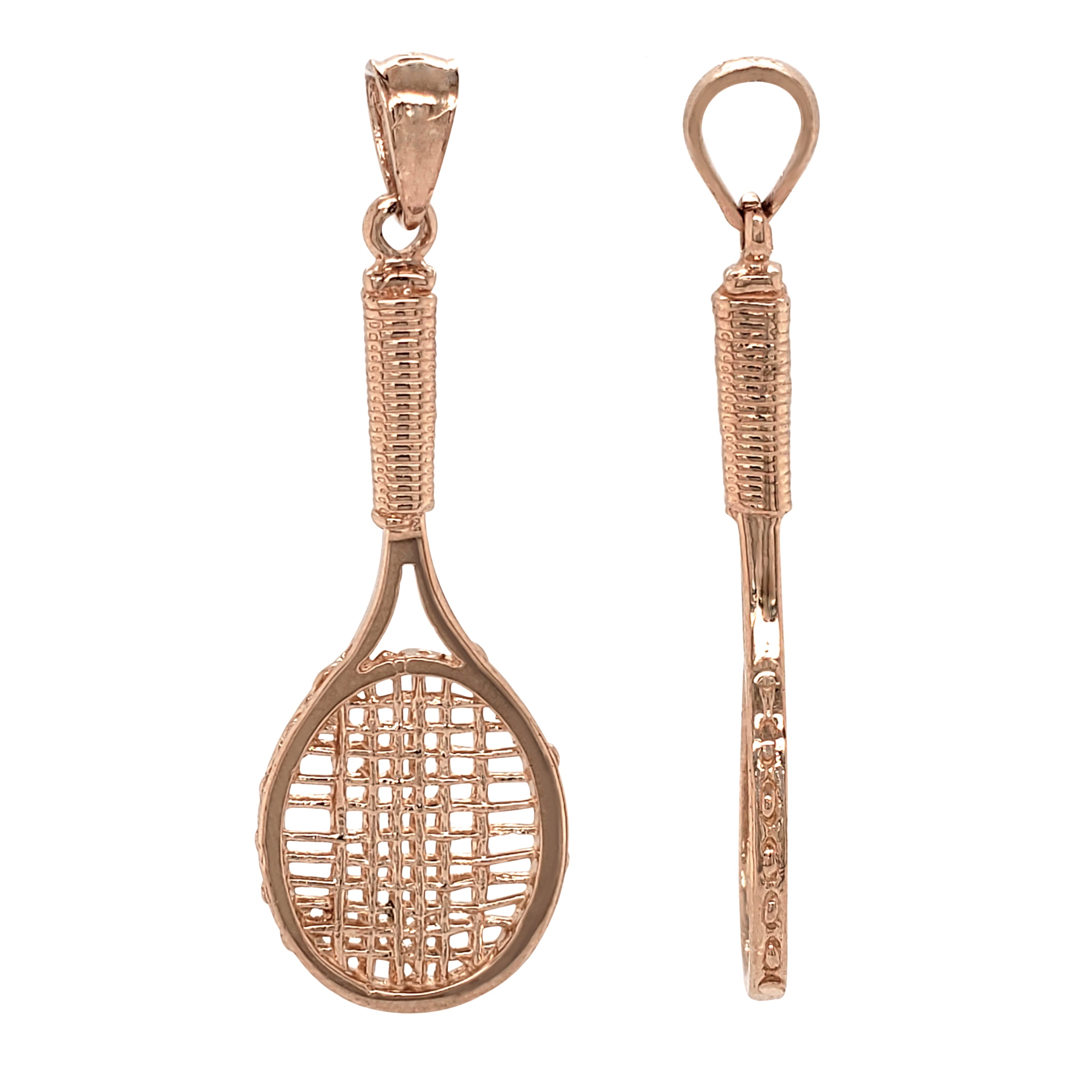 14k Rose Gold Tennis Racquet Tennis Racket Sports Charm Pendant 3.6grams - Rose