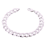 14k White Gold Solid Flat Cuban Curb Chain Bracelet 7" 12.5mm 28 grams - 7"