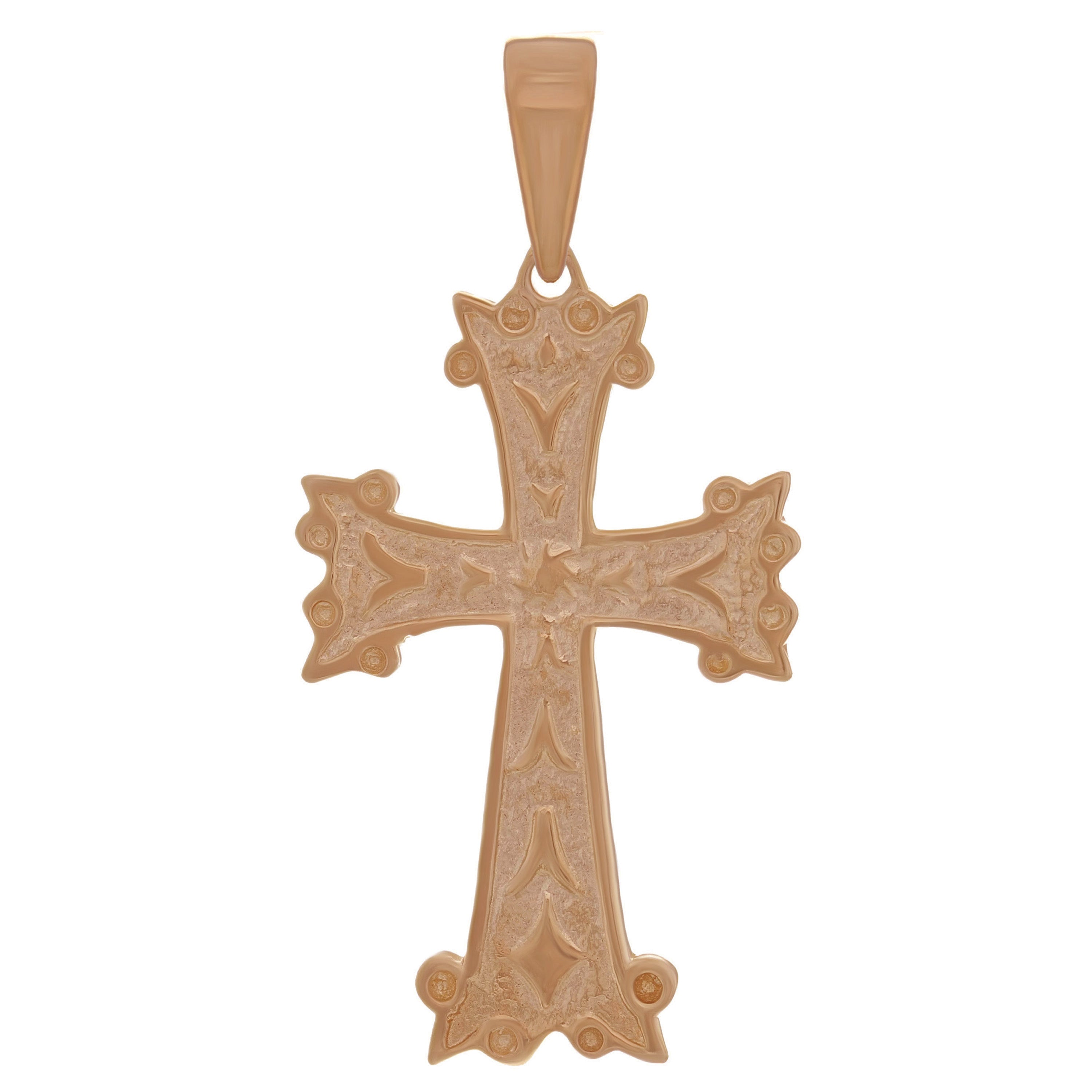 14k Rose Gold Khachkar Armenian Cross Charm Pendant 4.6 grams - Rose