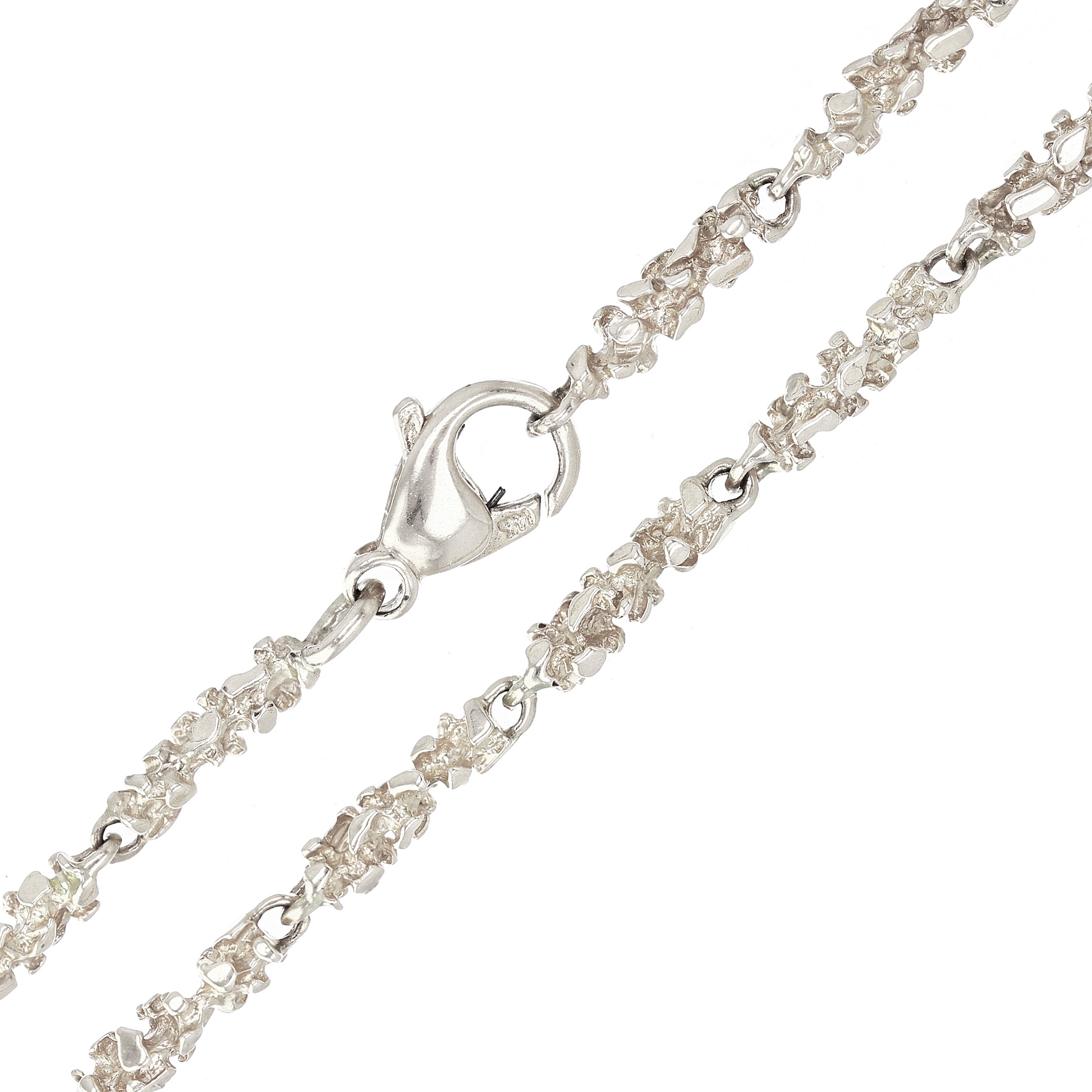10k White Gold Solid Nugget Link Necklace 20" 4mm 22.3 grams - White,20"